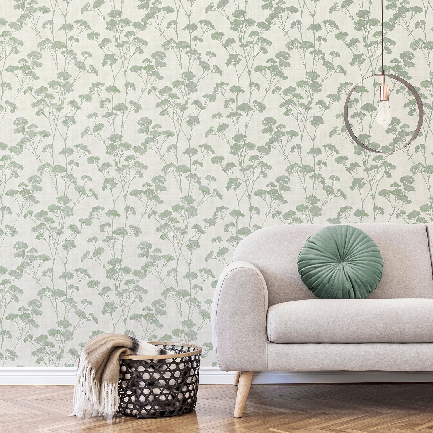 Sprig Green Trail Wallpaper - Brewster Wallcovering