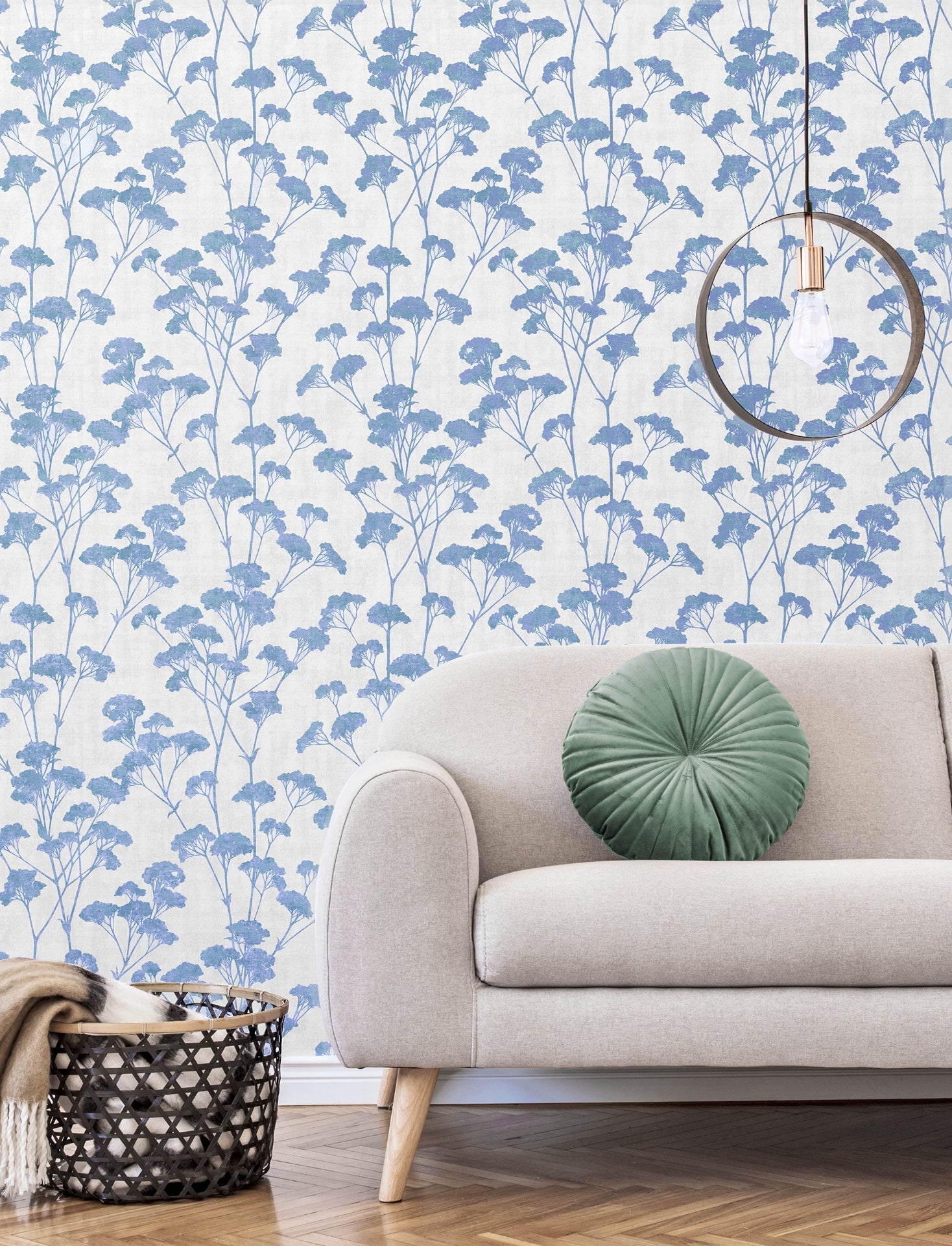 Sprig Blue Trail Wallpaper  | Brewster Wallcovering - The WorkRm