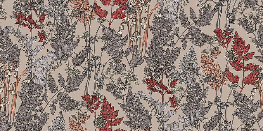 Ayla Neutral Wildflowers Wallpaper  | Brewster Wallcovering