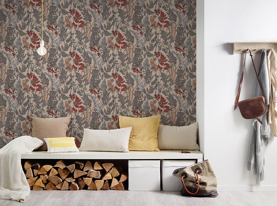 Ayla Neutral Wildflowers Wallpaper - Brewster Wallcovering