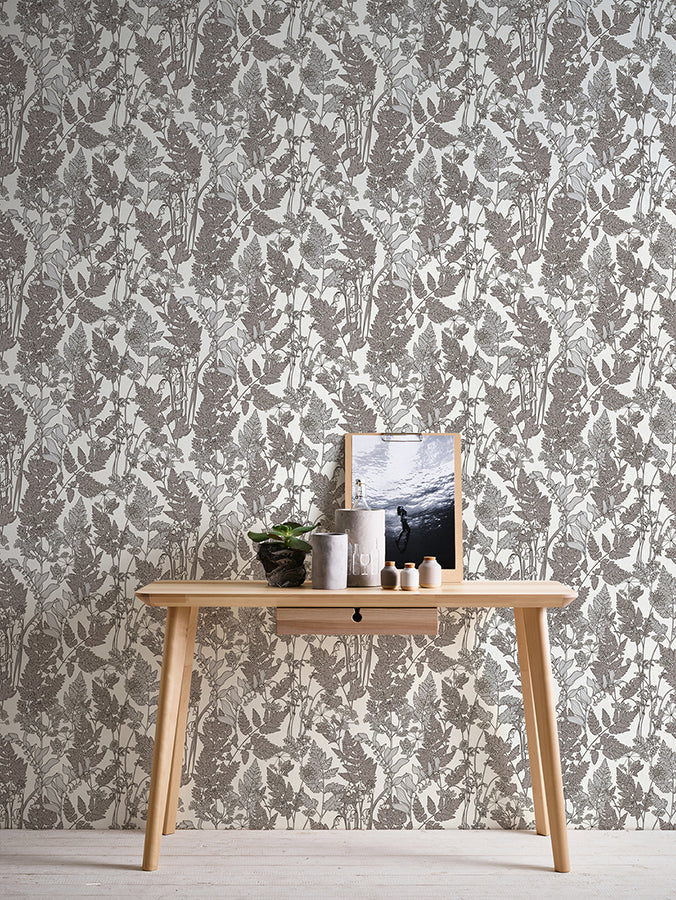 Ayla Light Grey Wildflowers Wallpaper  | Brewster Wallcovering - The WorkRm