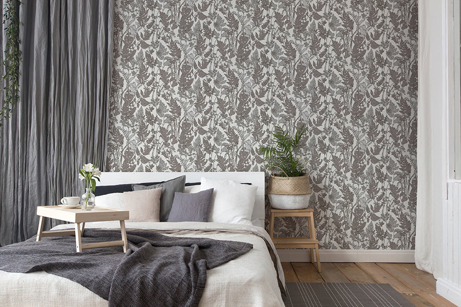 Ayla Light Grey Wildflowers Wallpaper  | Brewster Wallcovering - The WorkRm