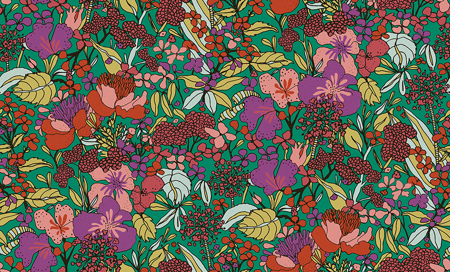 Zetta Multicolor Floral Riot Wallpaper  | Brewster Wallcovering - The WorkRm