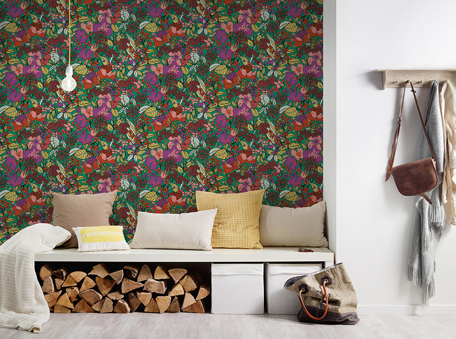 Zetta Multicolor Floral Riot Wallpaper  | Brewster Wallcovering - The WorkRm