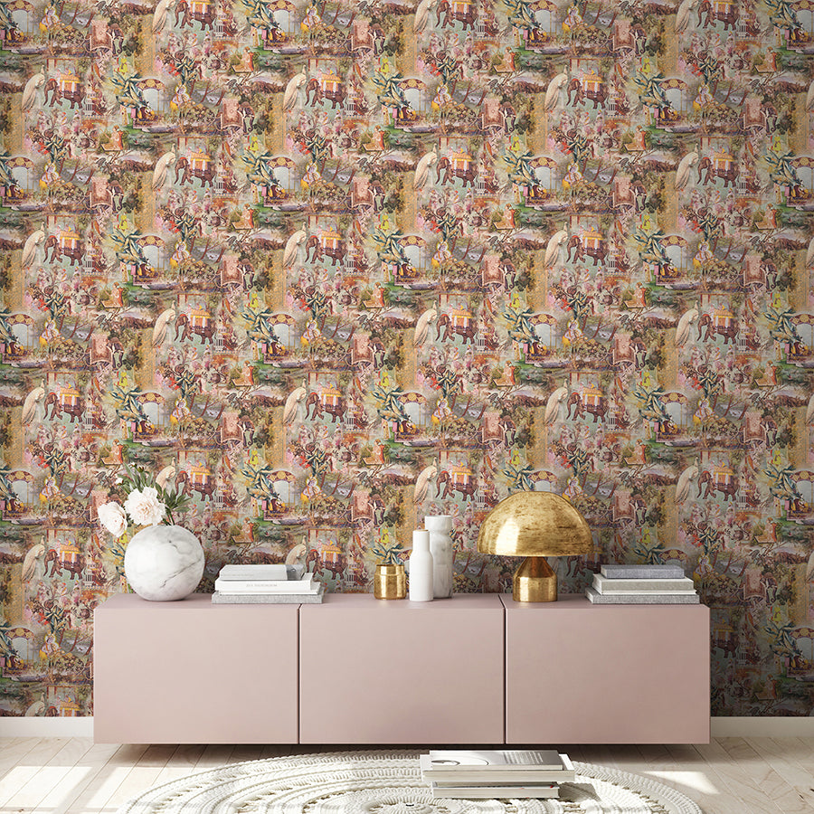 Fenmore Olive Indian Safari Wallpaper - Brewster Wallcovering