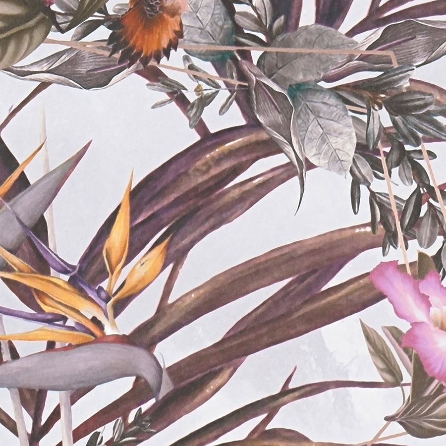 Hollis White Tropical Wallpaper  | Brewster Wallcovering - The WorkRm