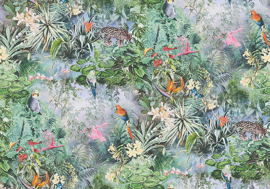 Cordian Sky Blue Rainforest Landscape Wallpaper - Brewster Wallcovering