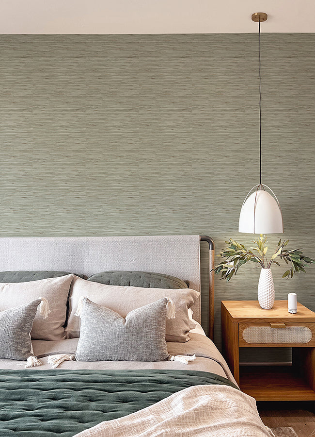 Green Grassweave Peel and Stick Wallpaper - Brewster Wallcovering