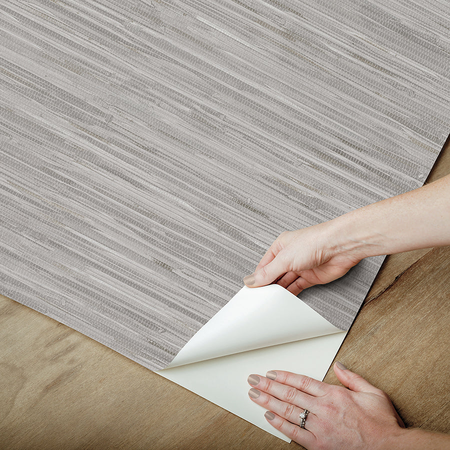 Grey Grassweave Peel and Stick Wallpaper - Brewster Wallcovering