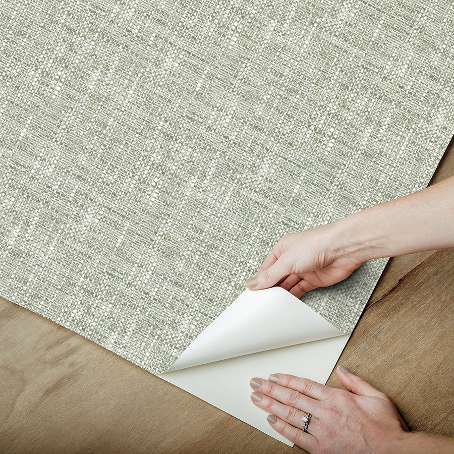 Sage Poplin Peel and Stick Wallpaper - Brewster Wallcovering