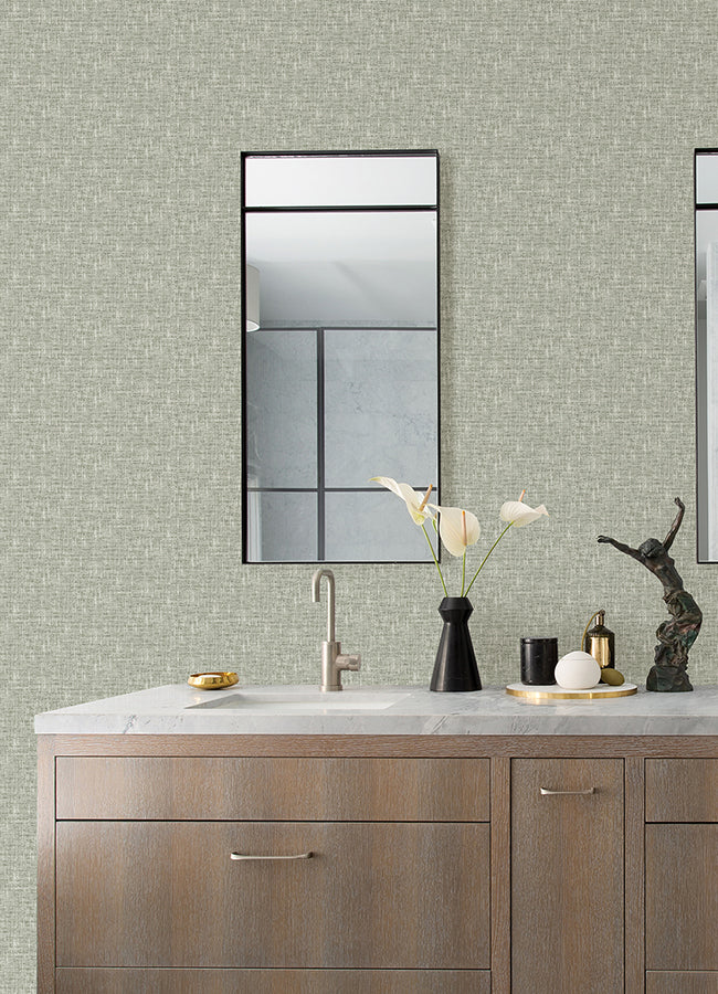 Sage Poplin Peel and Stick Wallpaper - Brewster Wallcovering