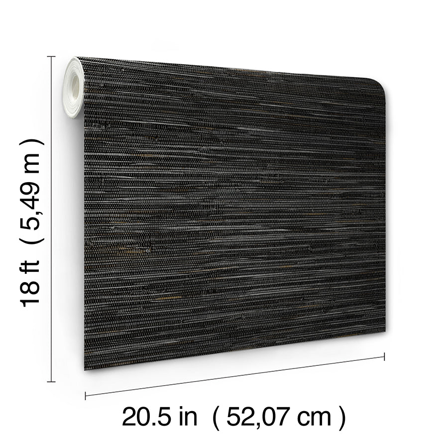 Black Grassweave Peel and Stick Wallpaper - Brewster Wallcovering