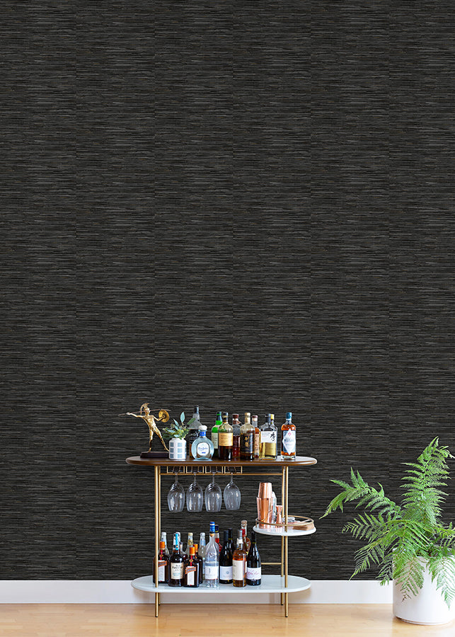 Black Grassweave Peel and Stick Wallpaper - Brewster Wallcovering