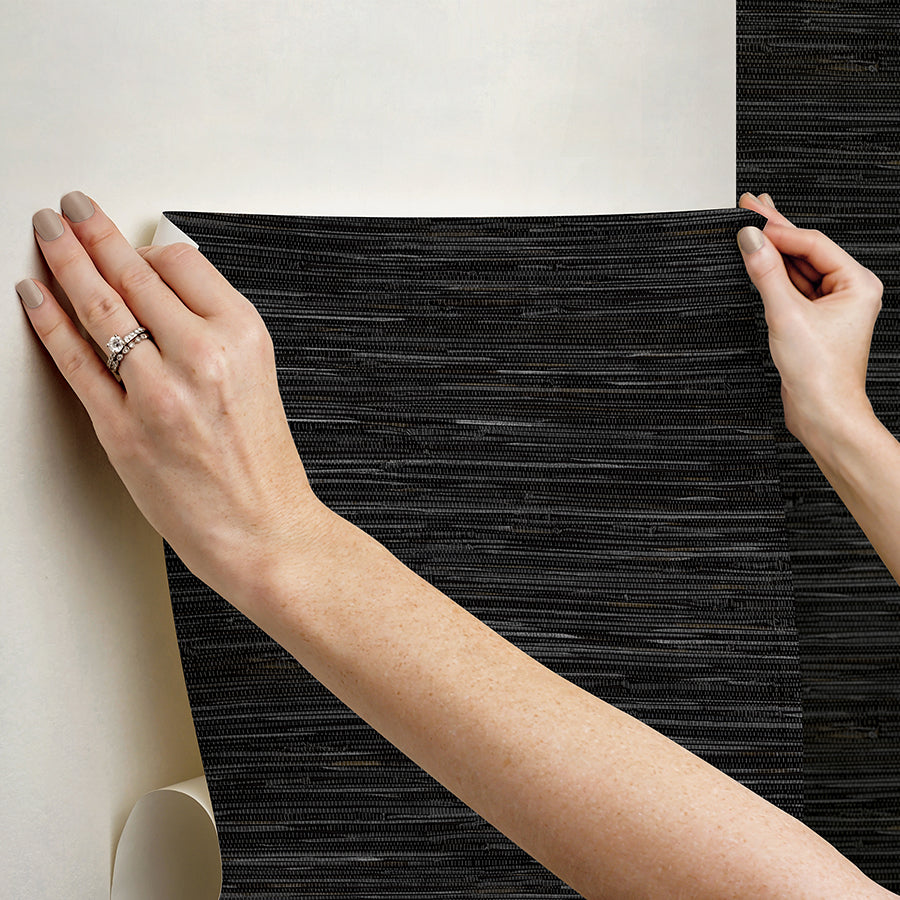 Black Grassweave Peel and Stick Wallpaper  | Brewster Wallcovering - The WorkRm