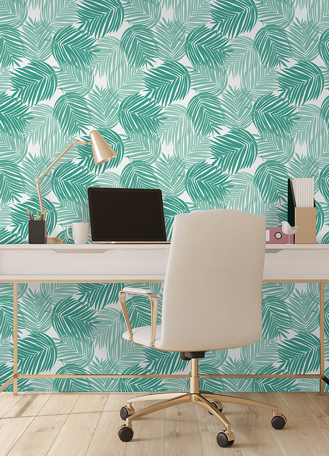 Palm Leaf Stay Palm Leaf Peel and Stick Wallpaper - Brewster Wallcovering