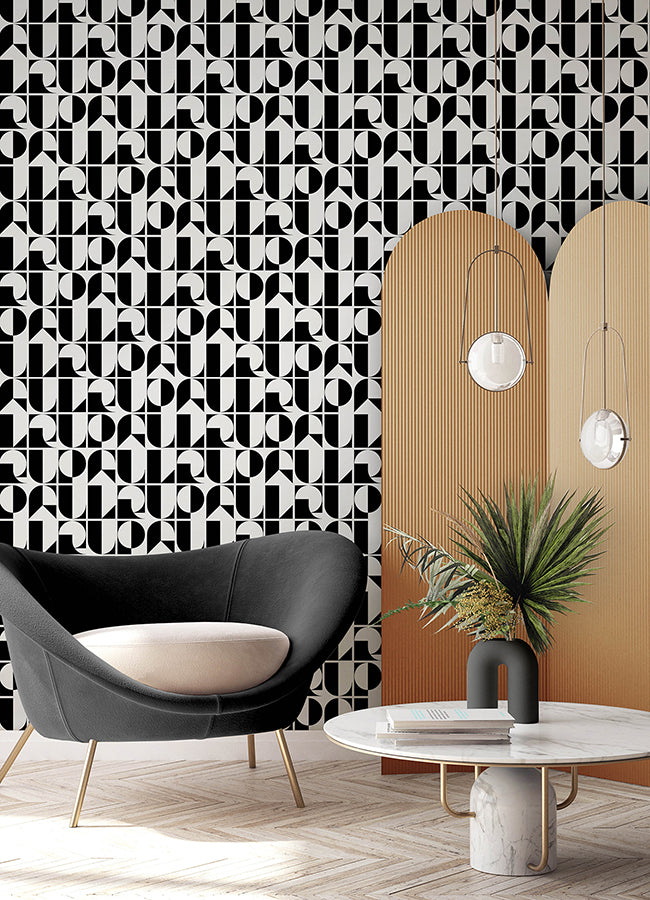 Black RuDeco Peel and Stick Wallpaper  | Brewster Wallcovering
