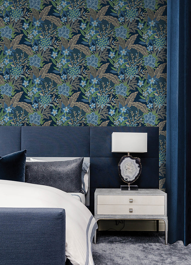 Azure Blue RuJardin Peel and Stick Wallpaper - Brewster Wallcovering