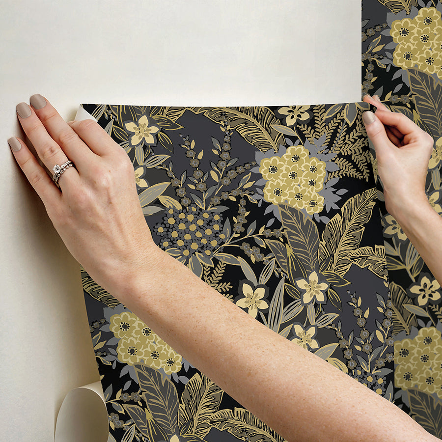 Black RuJardin Peel and Stick Wallpaper  | Brewster Wallcovering - The WorkRm