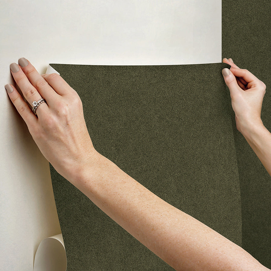 Olive Green RuSuede Peel and Stick Wallpaper  | Brewster Wallcovering - The WorkRm