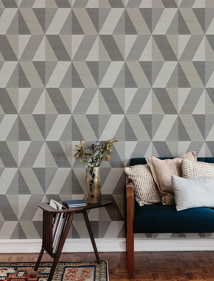 Winslow Stone Geometric Faux Grasscloth Wallpaper  | Brewster Wallcovering - The WorkRm