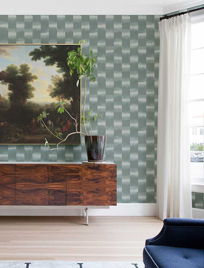 Baldwin Teal Shibori Stripe Wallpaper  | Brewster Wallcovering - The WorkRm