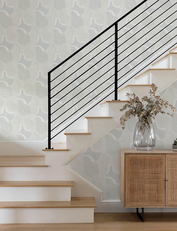 Hollace Sky Blue Geometric Wallpaper  | Brewster Wallcovering - The WorkRm