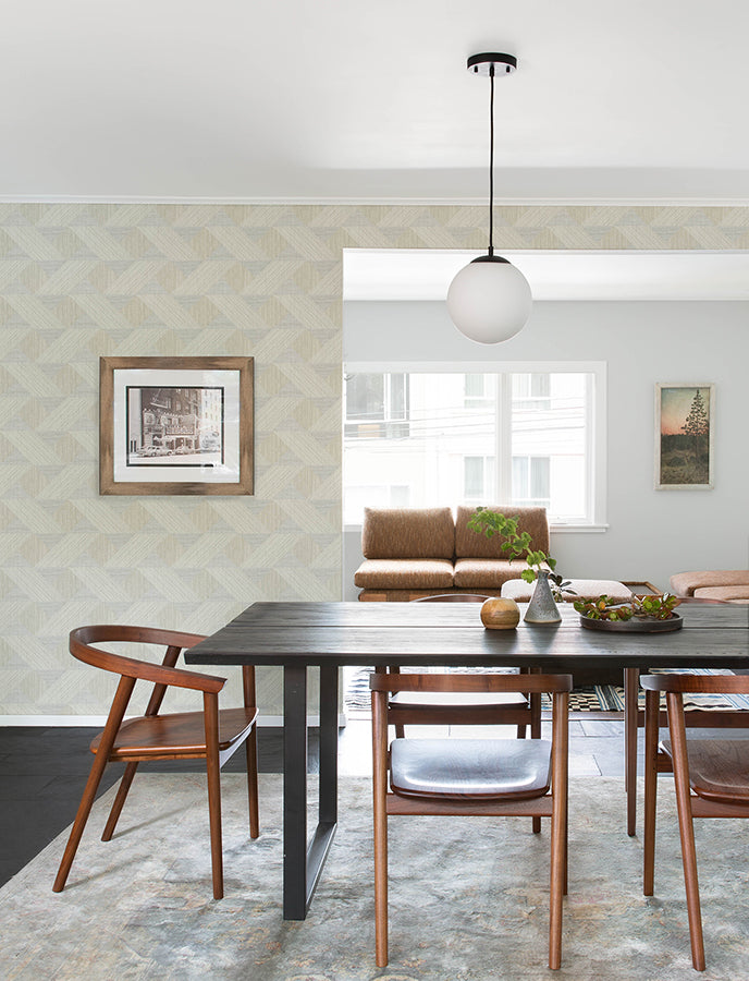 Presley Grey Tessellation Wallpaper - Brewster Wallcovering