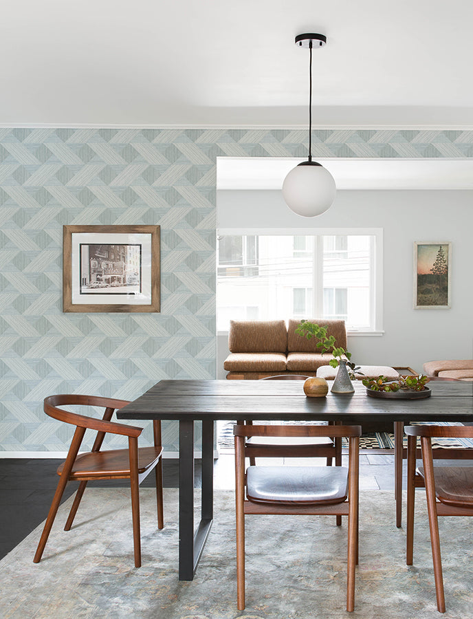 Presley Light Blue Tessellation Wallpaper  | Brewster Wallcovering - The WorkRm