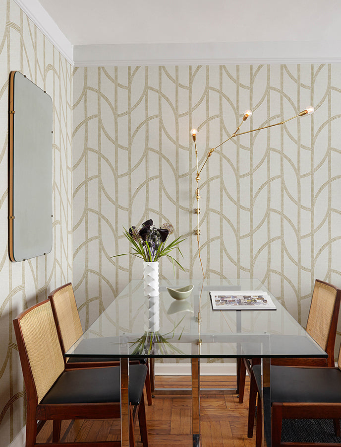 Harlow Gold Curved Contours Wallpaper  | Brewster Wallcovering - The WorkRm