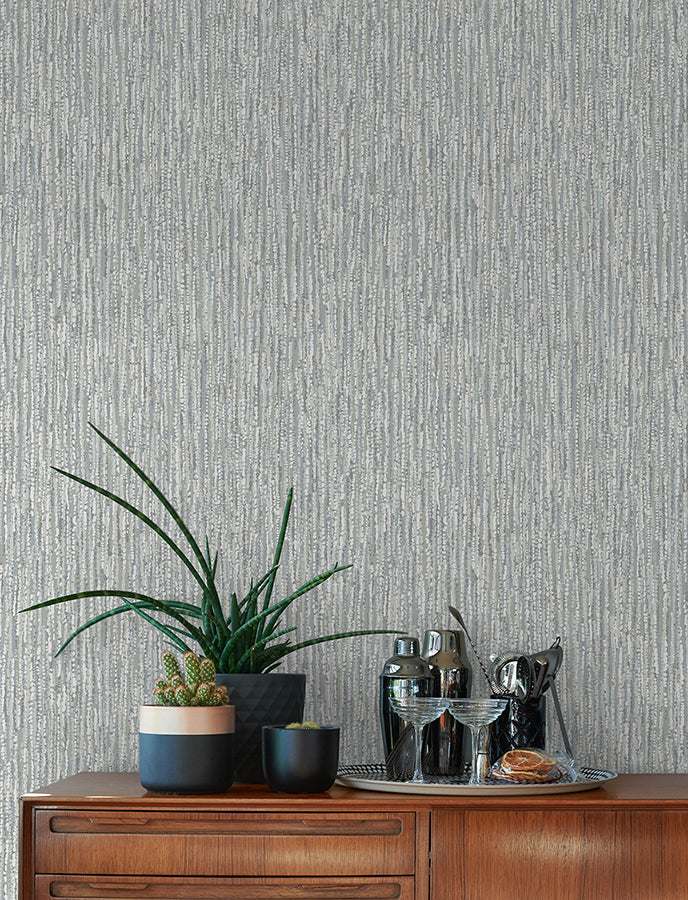 Corliss Grey Beaded Strands Wallpaper - Brewster Wallcovering