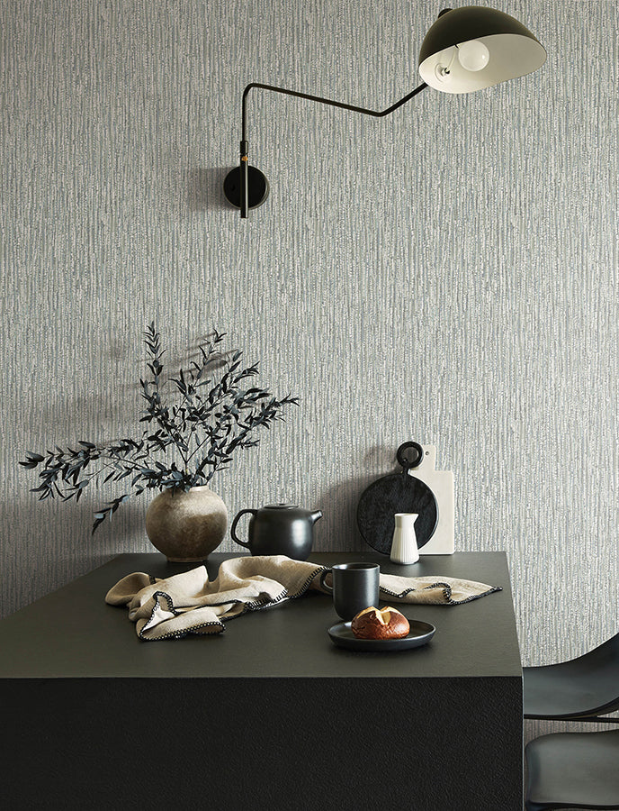 Corliss Grey Beaded Strands Wallpaper - Brewster Wallcovering