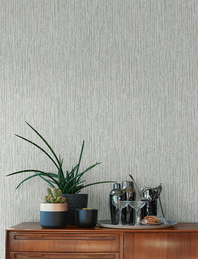 Corliss Light Grey Beaded Strands Wallpaper - Brewster Wallcovering