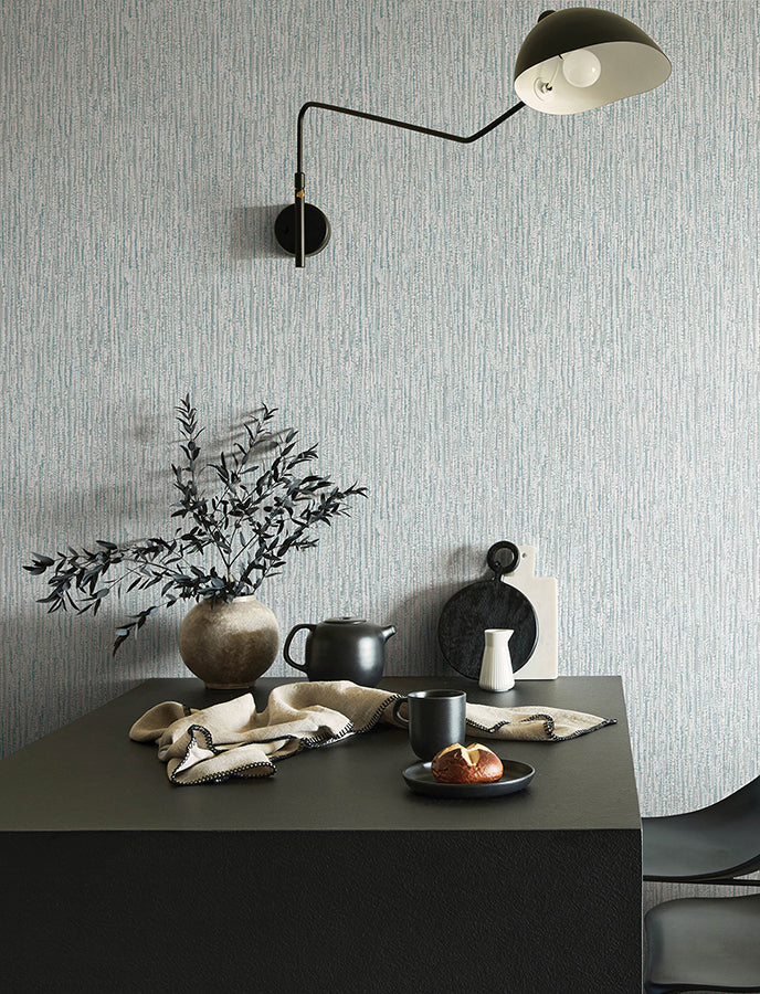 Corliss Light Blue Beaded Strands Wallpaper - Brewster Wallcovering