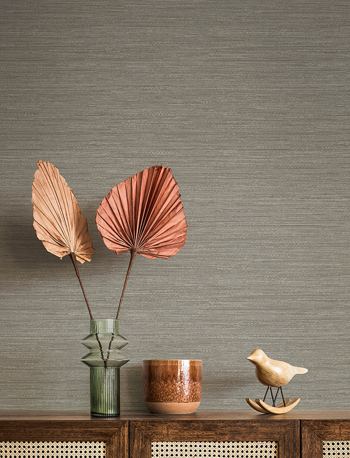 Sheehan Grey Faux Grasscloth Wallpaper  | Brewster Wallcovering - The WorkRm