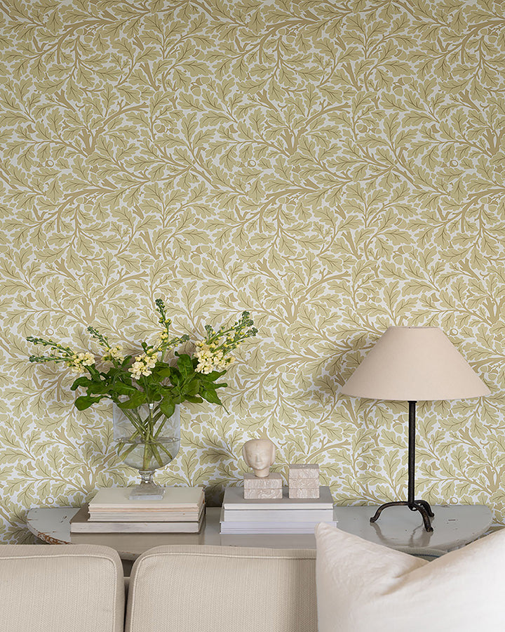 Oak Tree Light Yellow Leaf Wallpaper - Brewster Wallcovering