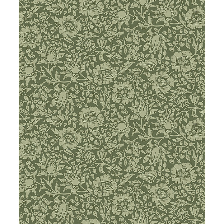 Picture of Mallow Dark Green Floral Vine Wallpaper