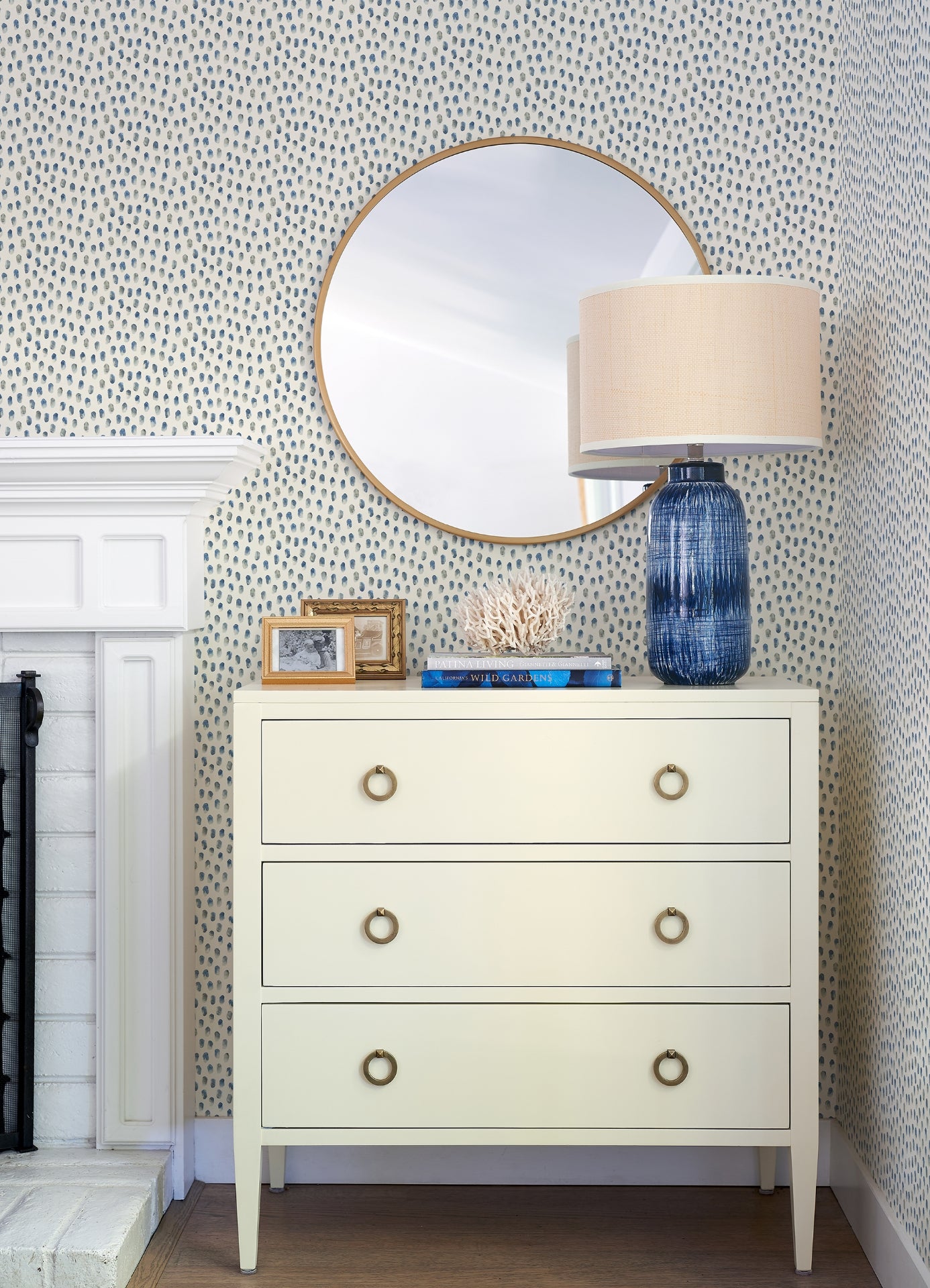 Sand Drips Blue Painted Dots Wallpaper  | Brewster Wallcovering - The WorkRm