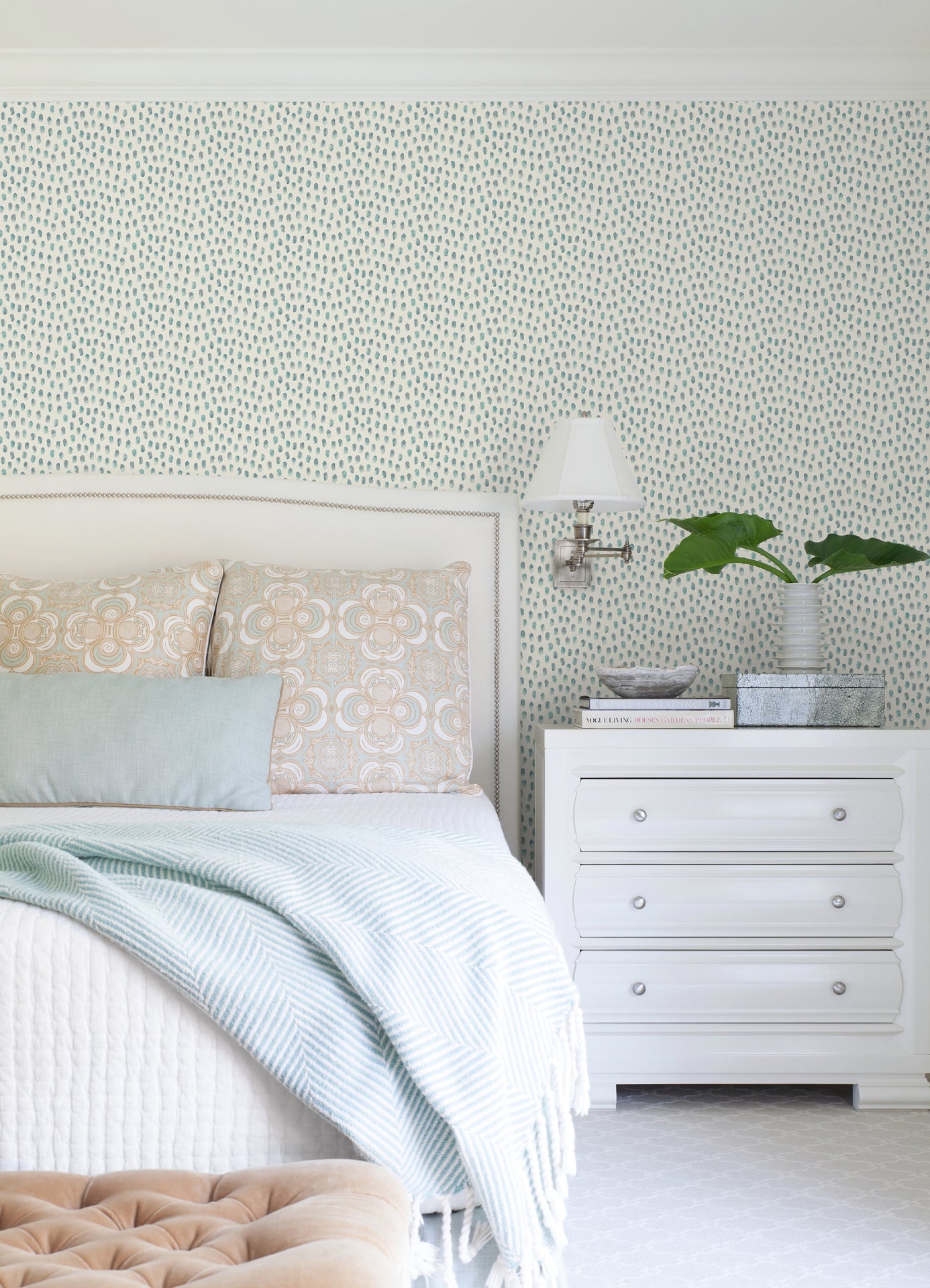 Sand Drips Aqua Painted Dots Wallpaper  | Brewster Wallcovering - The WorkRm