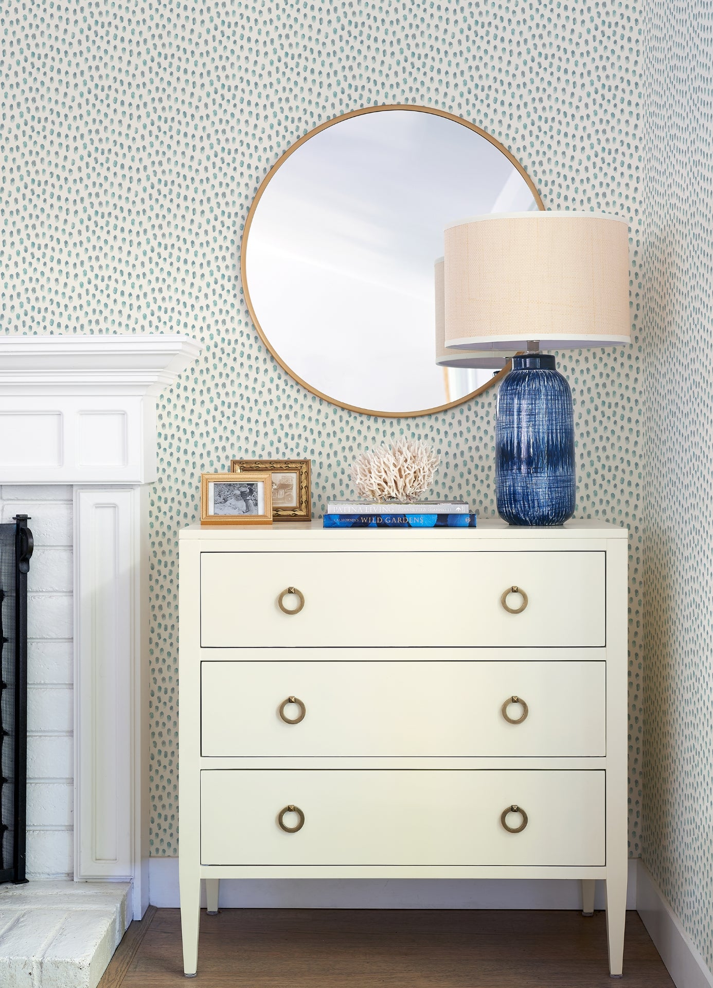 Sand Drips Aqua Painted Dots Wallpaper  | Brewster Wallcovering - The WorkRm