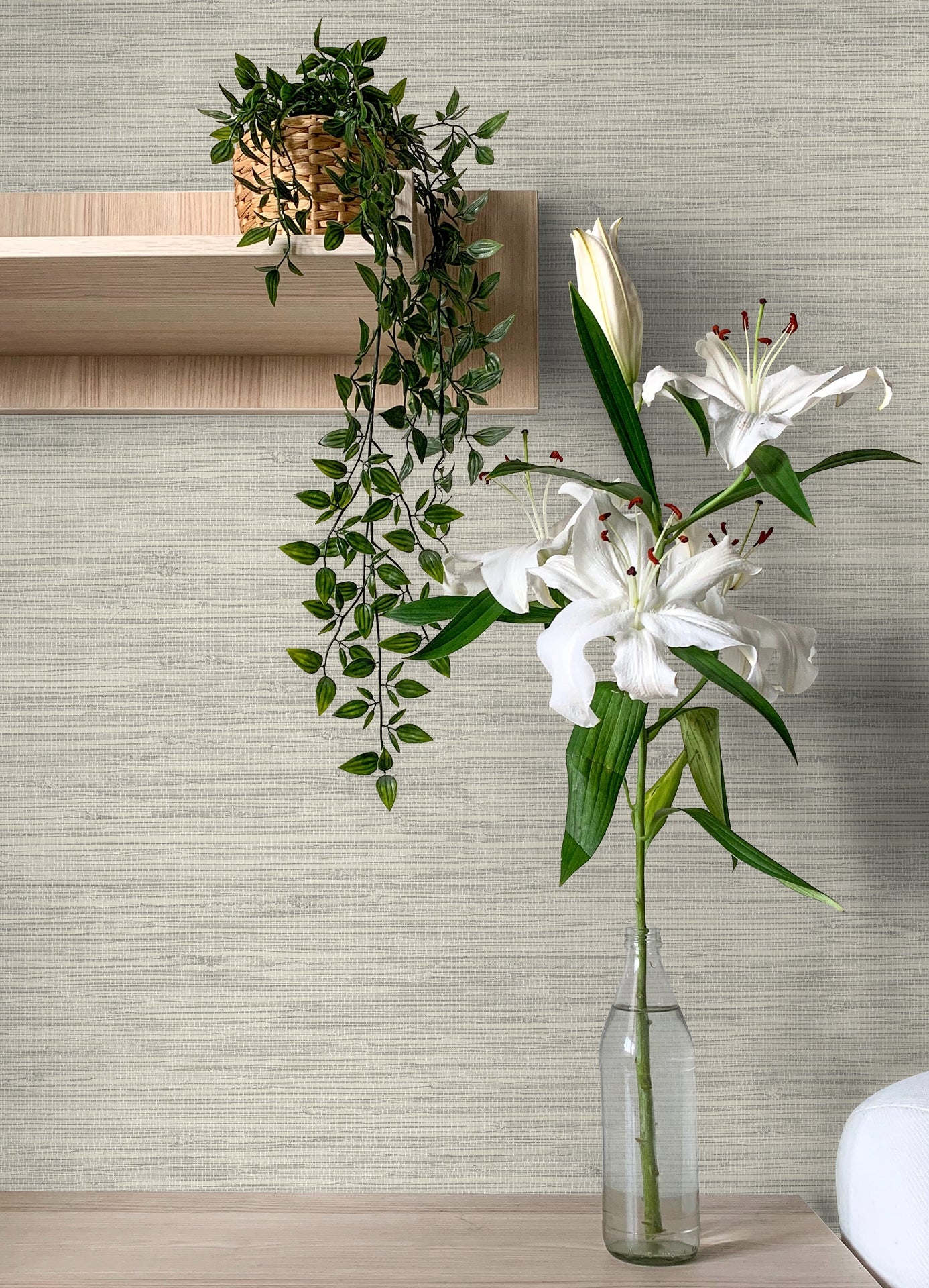 Grassweave Light Grey Imitation Grasscloth Wallpaper  | Brewster Wallcovering - The WorkRm