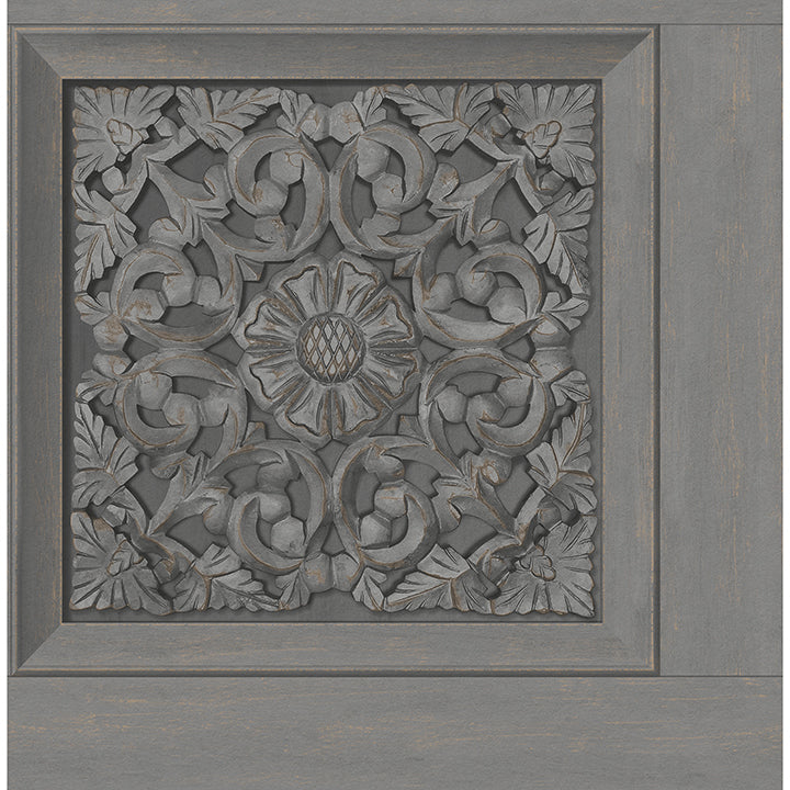 Picture of Albie Dark Grey Carved Panel Wallpaper