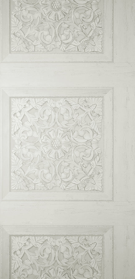 Albie Dove Carved Panel Wallpaper - Brewster Wallcovering