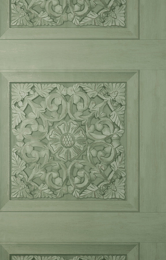 Albie Moss Carved Panel Wallpaper  | Brewster Wallcovering