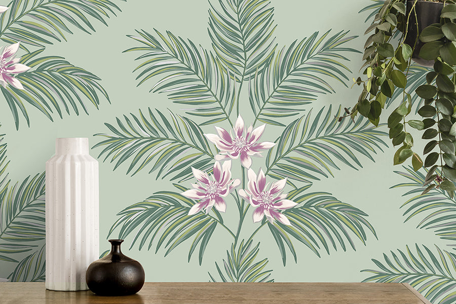 Bali Sage Palm Wallpaper - Brewster Wallcovering