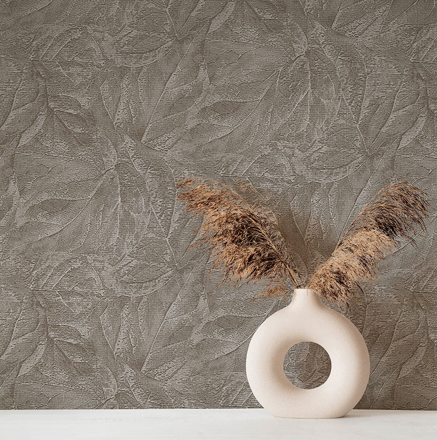 Aspen Stone Leaf Wallpaper - Brewster Wallcovering