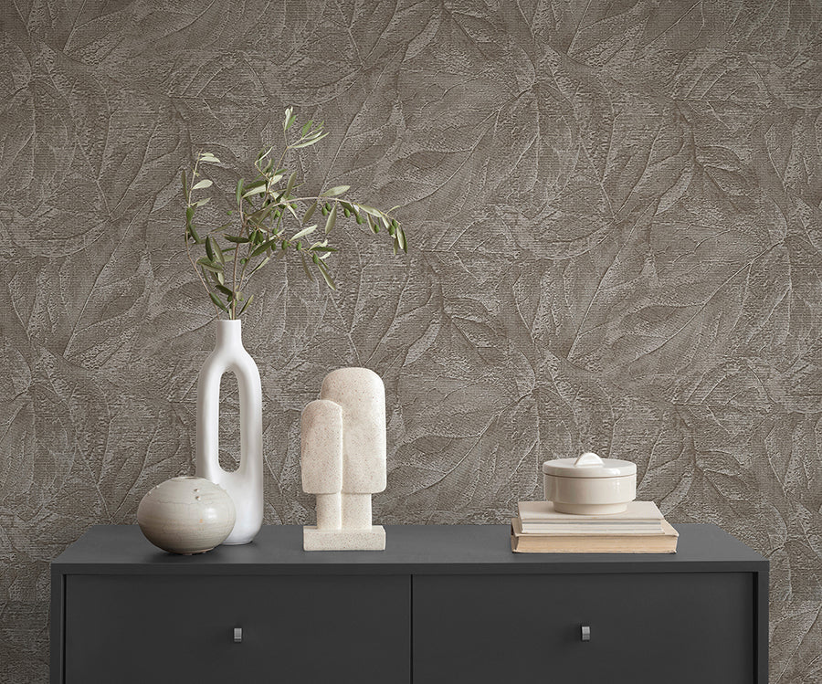 Aspen Stone Leaf Wallpaper - Brewster Wallcovering