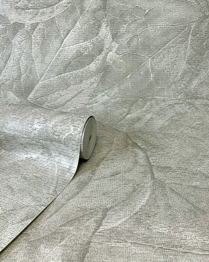 Aspen Sterling Leaf Wallpaper - Brewster Wallcovering