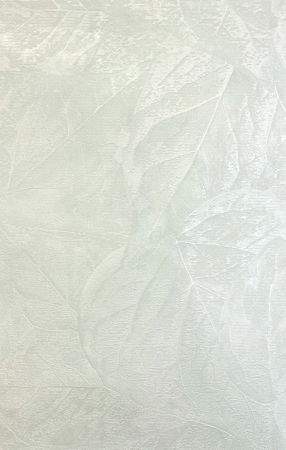 Aspen White Leaf Wallpaper - Brewster Wallcovering