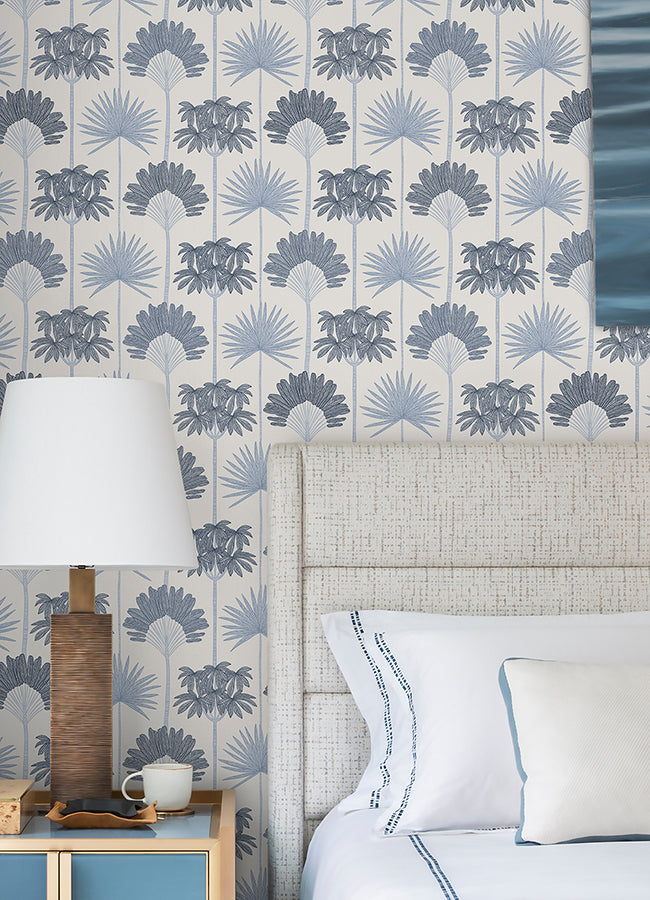 Kentia Blue Peel and Stick Wallpaper  | Brewster Wallcovering