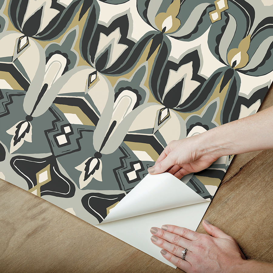 Akira Black Peel and Stick Wallpaper  | Brewster Wallcovering - The WorkRm